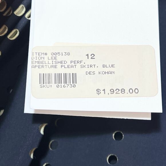 Dion Lee Embellished Perforated Pleated Skirt US 8 Blue Polyester Zipper 2016 - Picture 13 of 16